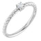 Bague solitaire en or blanc 14 carats avec saphir blanc naturel de 3 mm et monture corde