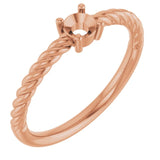 Bague solitaire ronde en or 14 carats, sertie de pierres roses de 4 mm, monture corde