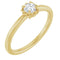 Bague solitaire en or jaune 14 carats avec saphir blanc naturel et monture corde