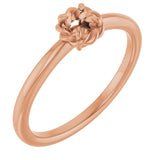 Bague solitaire ronde en or 14 carats, sertie de pierres roses, 4 mm, monture corde