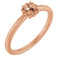 Bague solitaire ronde en or 14 carats, sertie de pierres roses, 4 mm, monture corde