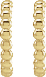 14K Yellow Gold Beaded 17 mm Hoop Earrings