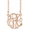 Collier en argent sterling plaqué or rose 14 carats, 25 mm, monogramme 3 initiales, imitation péridot, 45,7 cm (18 pouces).