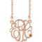 Collier en argent sterling plaqué or rose 14 carats, monogramme 3 initiales, imitation citrine, 20 mm, 45,7 cm (18 pouces).
