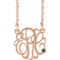 Collier monogramme manuscrit en imitation alexandrite rose 14 carats, 25 mm, initiales 3, 45,7 cm (18 pouces).