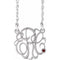 Collier monogramme 3 initiales en grenat imitation Mozambique blanc 14 carats, 25 mm, 45,7 cm (18 pouces)
