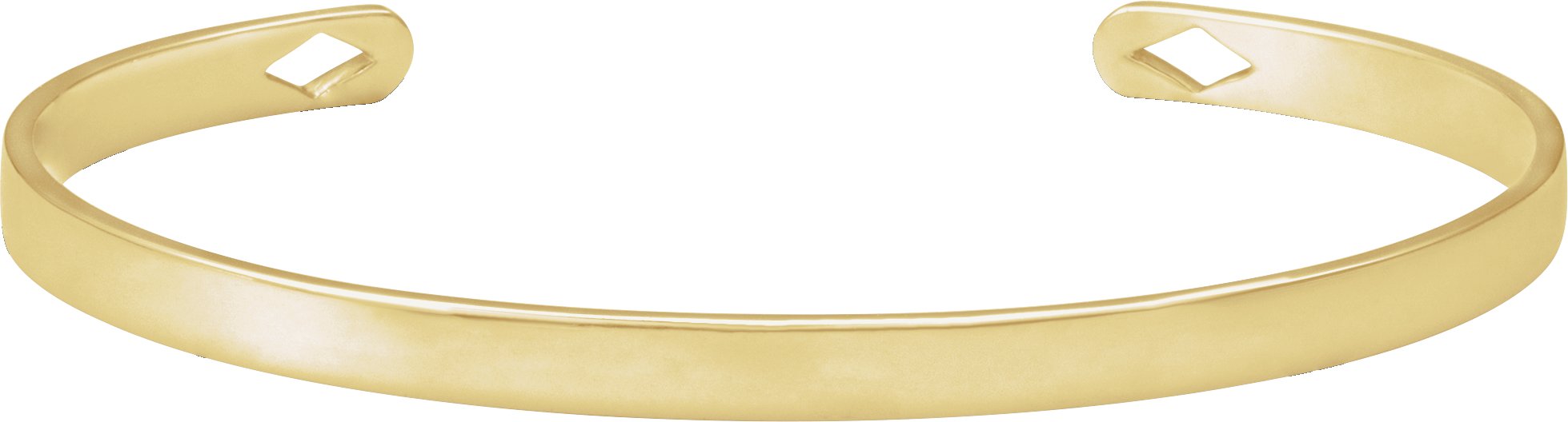 14K Yellow Gold Engravable Diamond Pierced Cuff 7" Bracelet