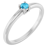 Bague en aigue-marine naturelle blanche 14 carats