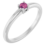 Bague en platine et tourmaline rose naturelle
