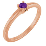 Bague en or rose 14 carats et améthyste naturelle