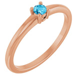 Bague en or rose 14 carats avec aigue-marine naturelle