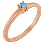 Bague en or rose 14 carats avec topaze bleu ciel naturelle