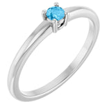 Bague en platine et topaze bleue suisse naturelle
