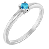 Bague en platine et zircon bleu naturel