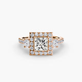 Bague trois pierres avec halo 2